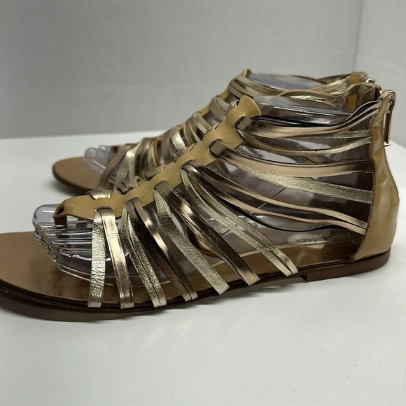 Jimmy Choo Chaya Gladiator Sandals Shoes Patent Leather Nude Gold EU 39 US 9 - Picture 6 of 12